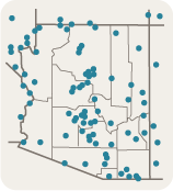 [A distribution of official gauges in Arizona with large gaps]